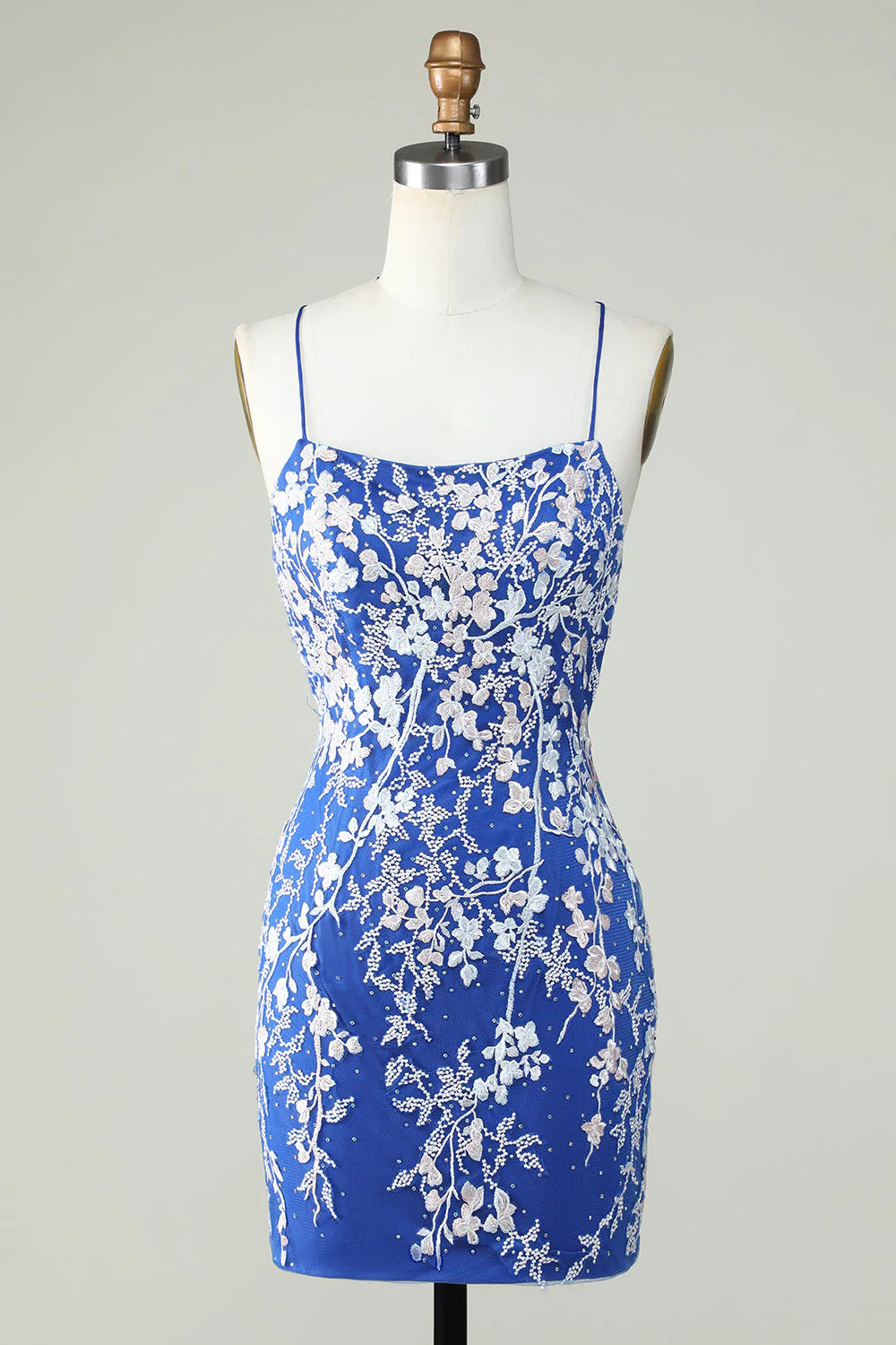 Tight fitting thin suspender backless applique back to school dress