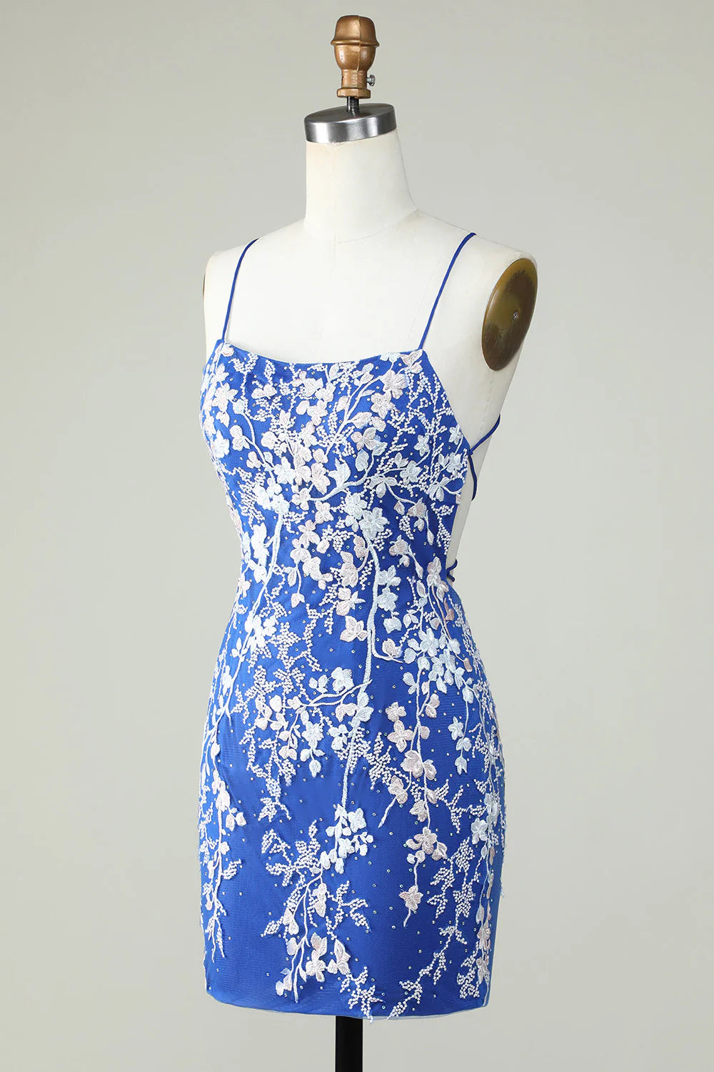 Tight fitting thin suspender backless applique back to school dress