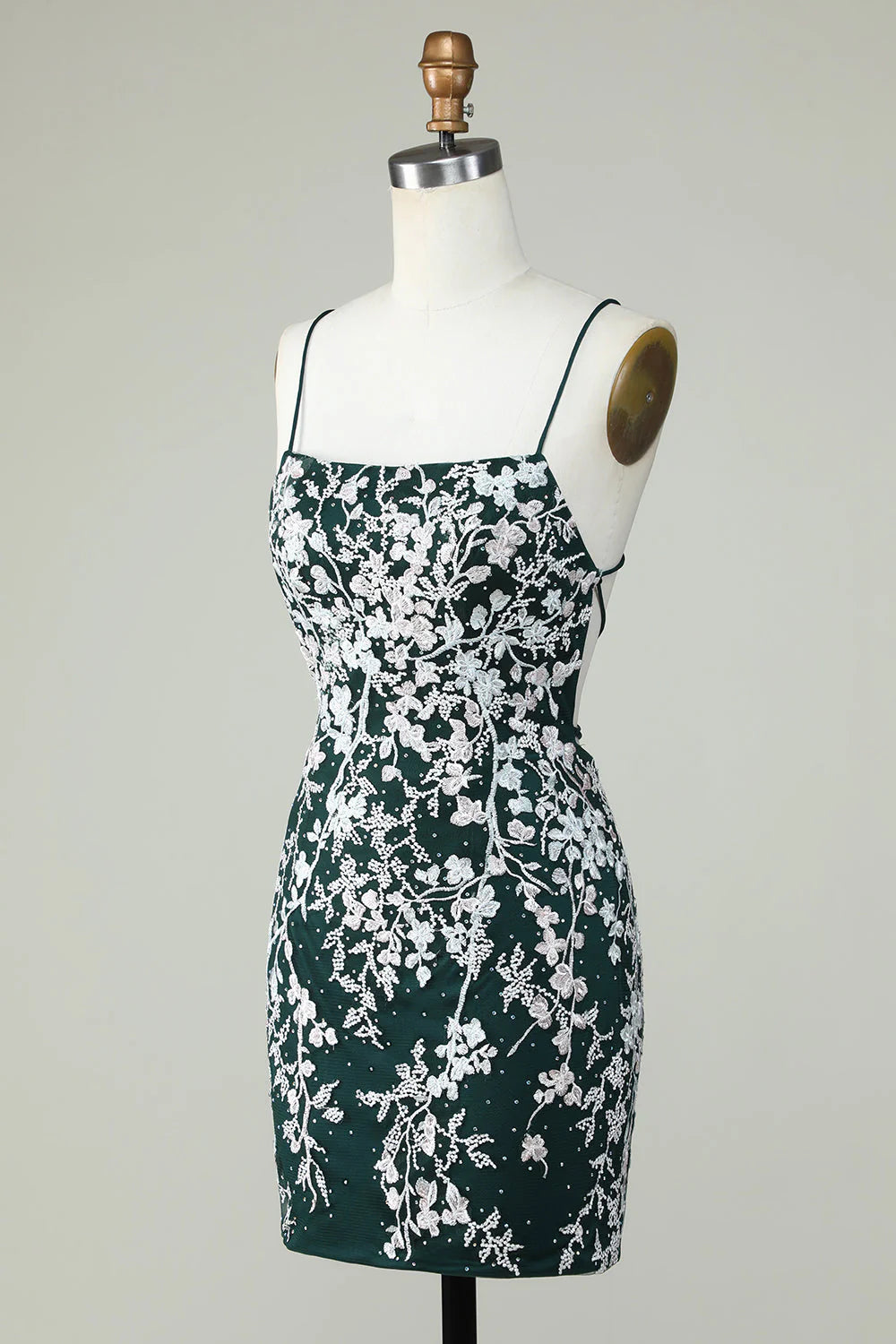 Tight fitting thin suspender backless applique back to school dress