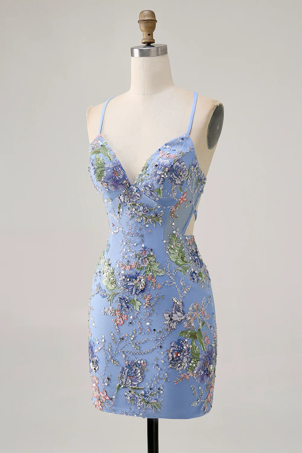 Tight spaghetti strap with glitter short back to school dress