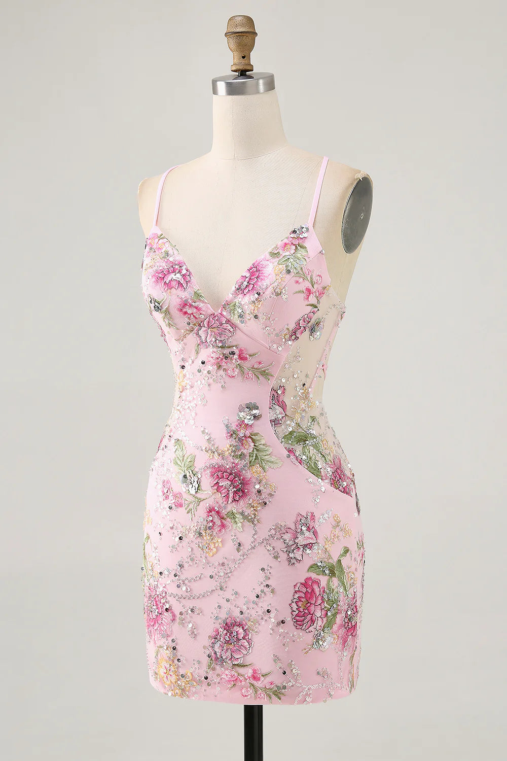 Tight spaghetti strap with glitter short back to school dress