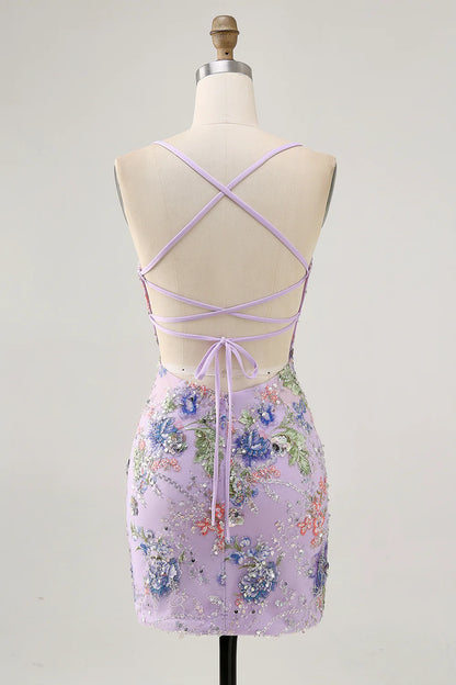 Tight spaghetti strap with glitter short back to school dress