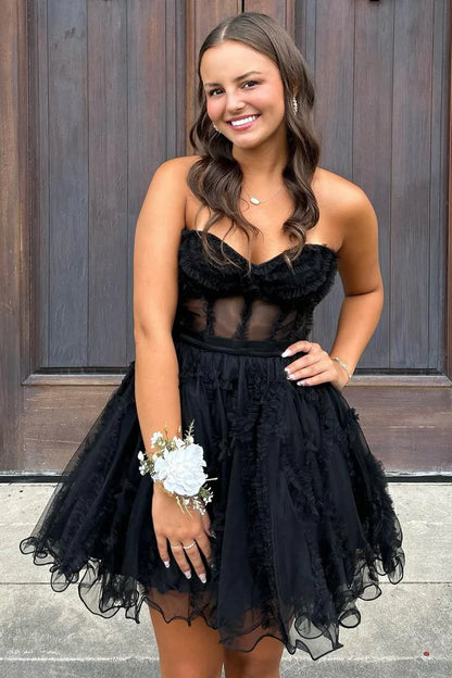 Tulle Sweetheart A-Line Short Party Dress with Ruffles