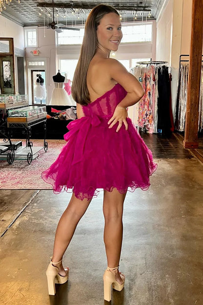 Tulle Sweetheart A-Line Short Party Dress with Ruffles