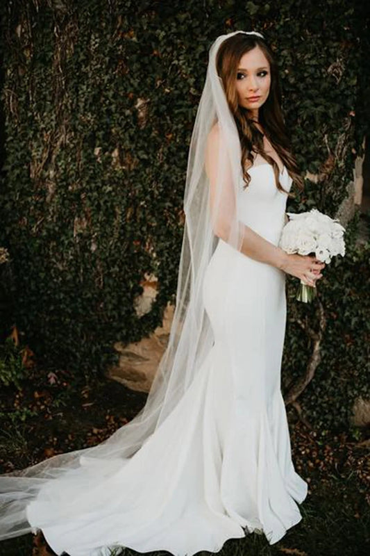 Unique mermaid sweetheart floor mopping wedding dress, long bridal gown