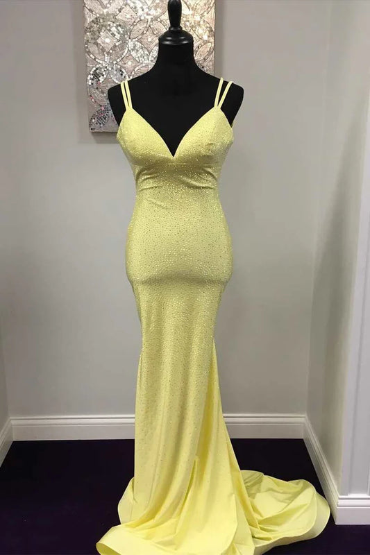 V-neck backless mermaid long ball dress