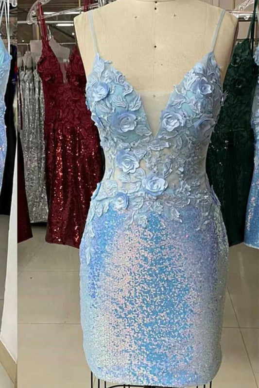 V-neck sequin decal tight back to school dress