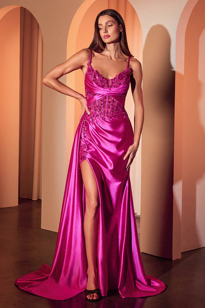 V-neck slim suspender tight corset side slit dress