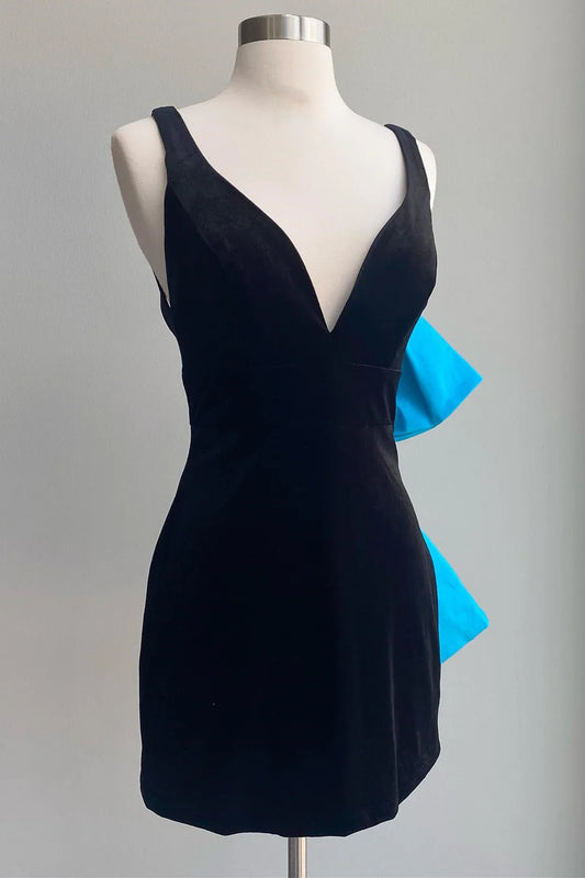 V-shaped butterfly condensation back tight mini party dress