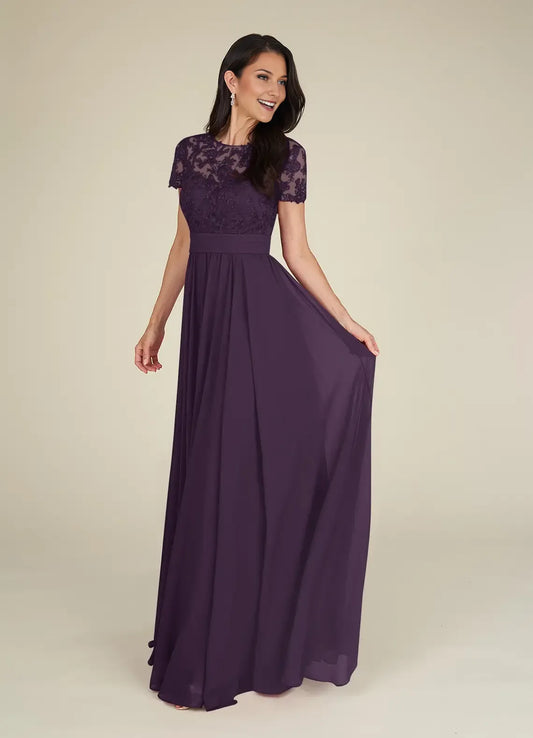Vintage  A-Line Lace Scoop Neck Cap Sleeve Back Zip Floor-Length Mother of the Bride Dress for ladies hot sale