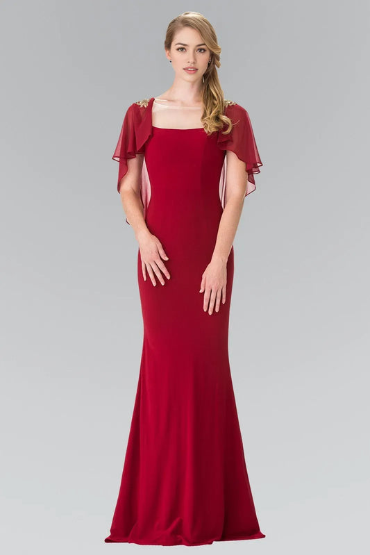 Vintage Burgundy Square sleeveless  Backless zipper with Back Caplet Lace Floor length prom dress for women Custom