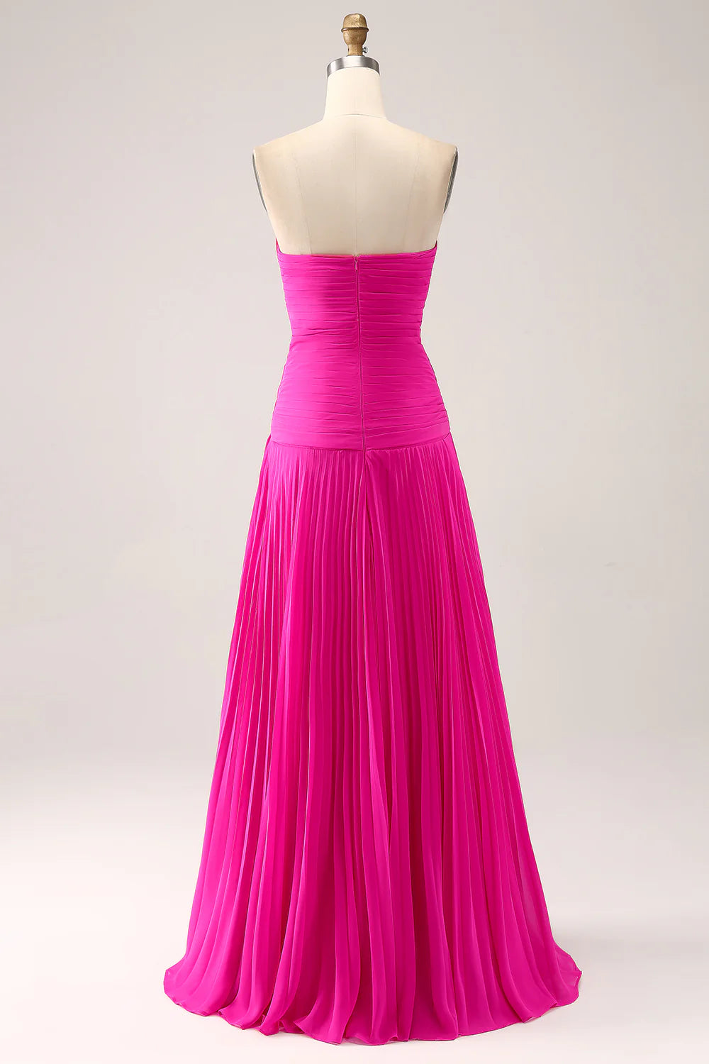 A-line pleated hollow out long slit dress