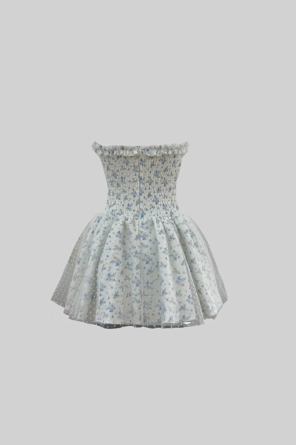White Blue Floral Corset Homecoming Dresses