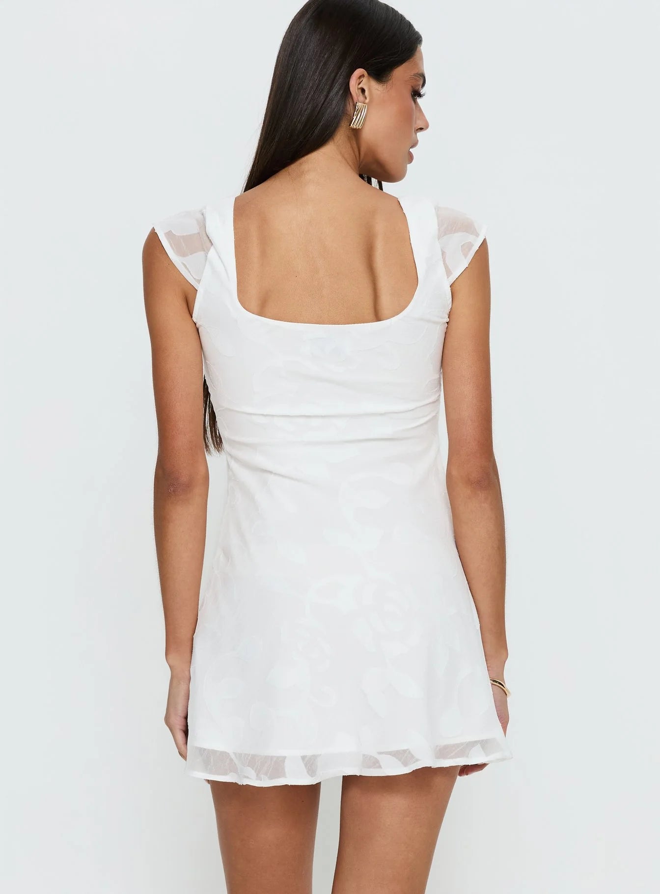 White Floral Burnout A-Line Homecoming Dresses