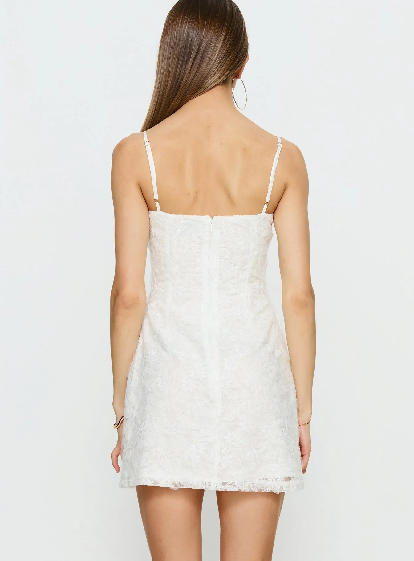 White Floral Lace Bodycon Homecoming Dresses