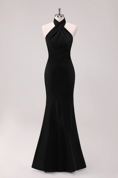 Mermaid spaghetti strap backless satin bridesmaid dress