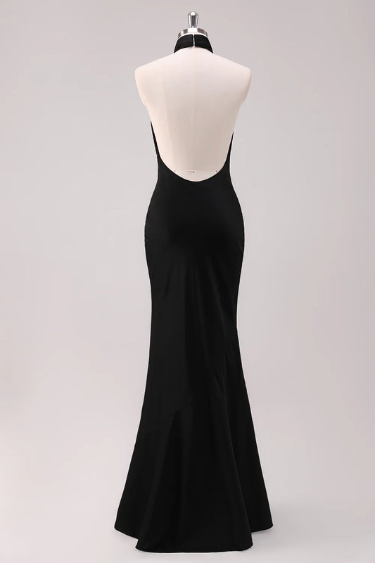 Mermaid spaghetti strap backless satin bridesmaid dress