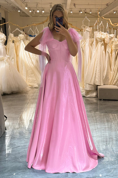 Pink A-line slim suspender floor hugging corset dance dress