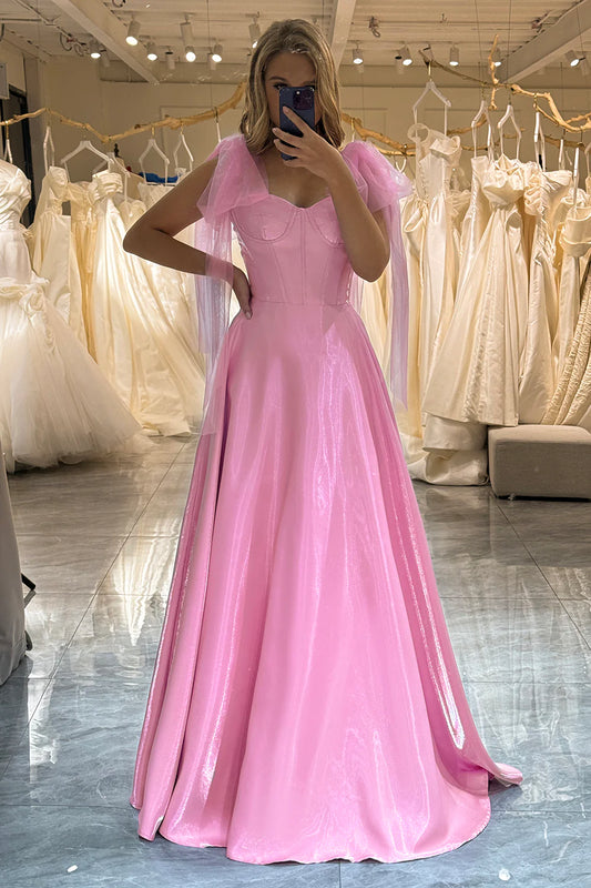 Pink A-line slim suspender floor hugging corset dance dress