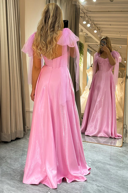 Pink A-line slim suspender floor hugging corset dance dress