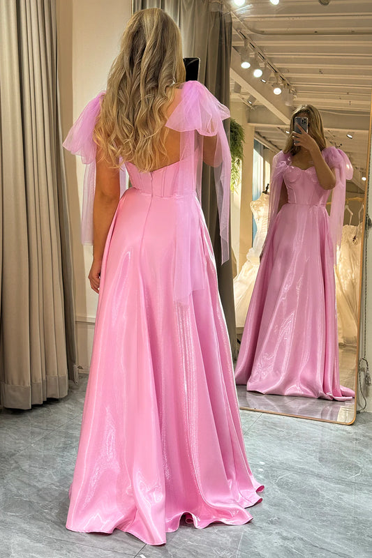 Pink A-line slim suspender floor hugging corset dance dress