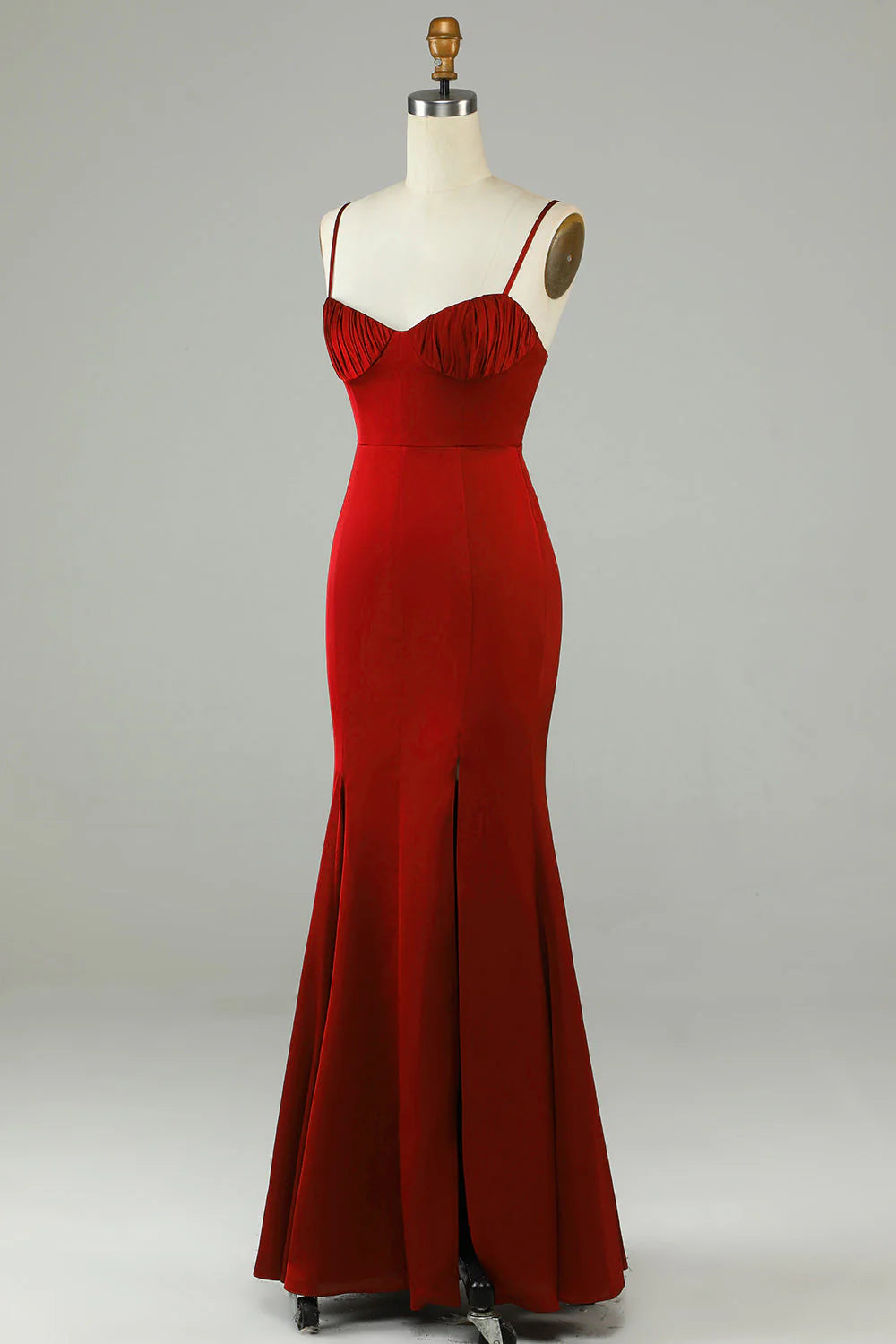 Mermaid waist cinched long slit ball dress