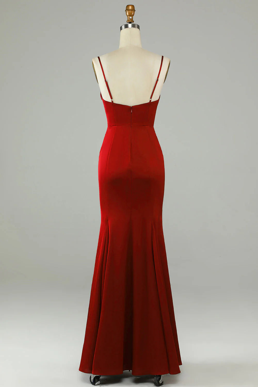 Mermaid waist cinched long slit ball dress