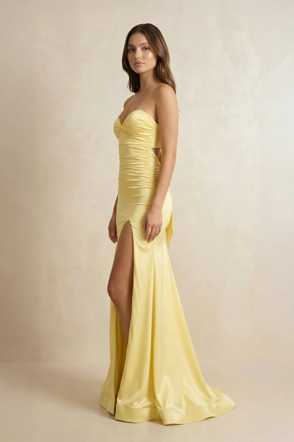 Yellow Strapless Sweetheart Mermaid Evening Dresses