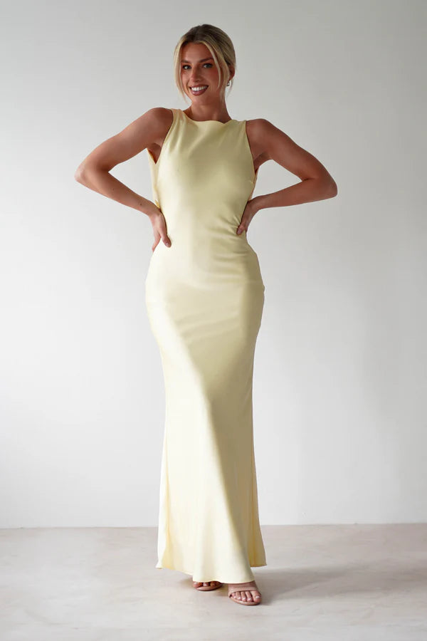 Sleeveless waist cinching tight backless strapless dress