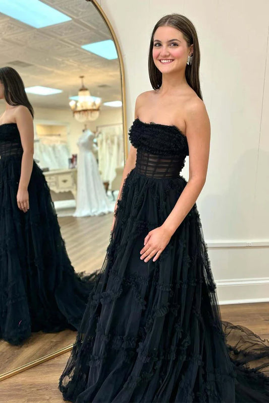 Strapless strapless strapless transparent corset cake skirt ball dress