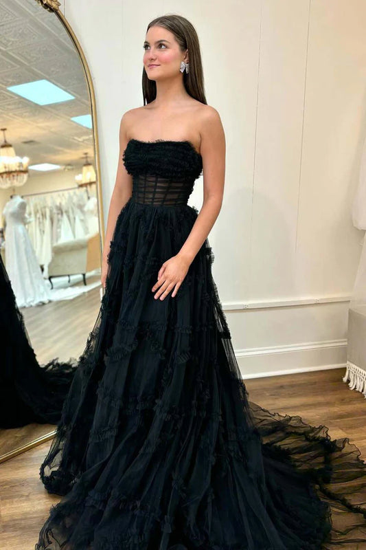 Strapless strapless strapless transparent corset cake skirt ball dress
