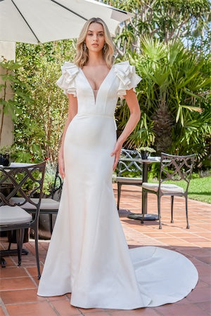 V-neck backless mermaid and floor length skirt with tail