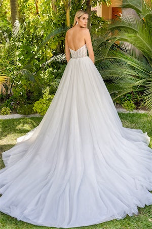 Enchanting Tulle Ball Gown with Strapless Beaded Corset Bodice and Multilayered Princess Skirt