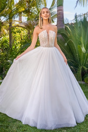 Enchanting Tulle Ball Gown with Strapless Beaded Corset Bodice and Multilayered Princess Skirt