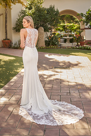Deep V lace back transparent mermaid and floor length skirt