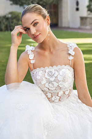 Flower spaghetti strap tight corset mermaid and floor length skirt