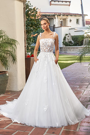 Flower spaghetti strap tight corset mermaid and floor length skirt