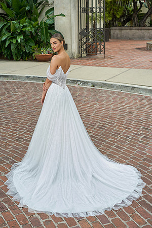 Strapless tight corset and floor length skirt
