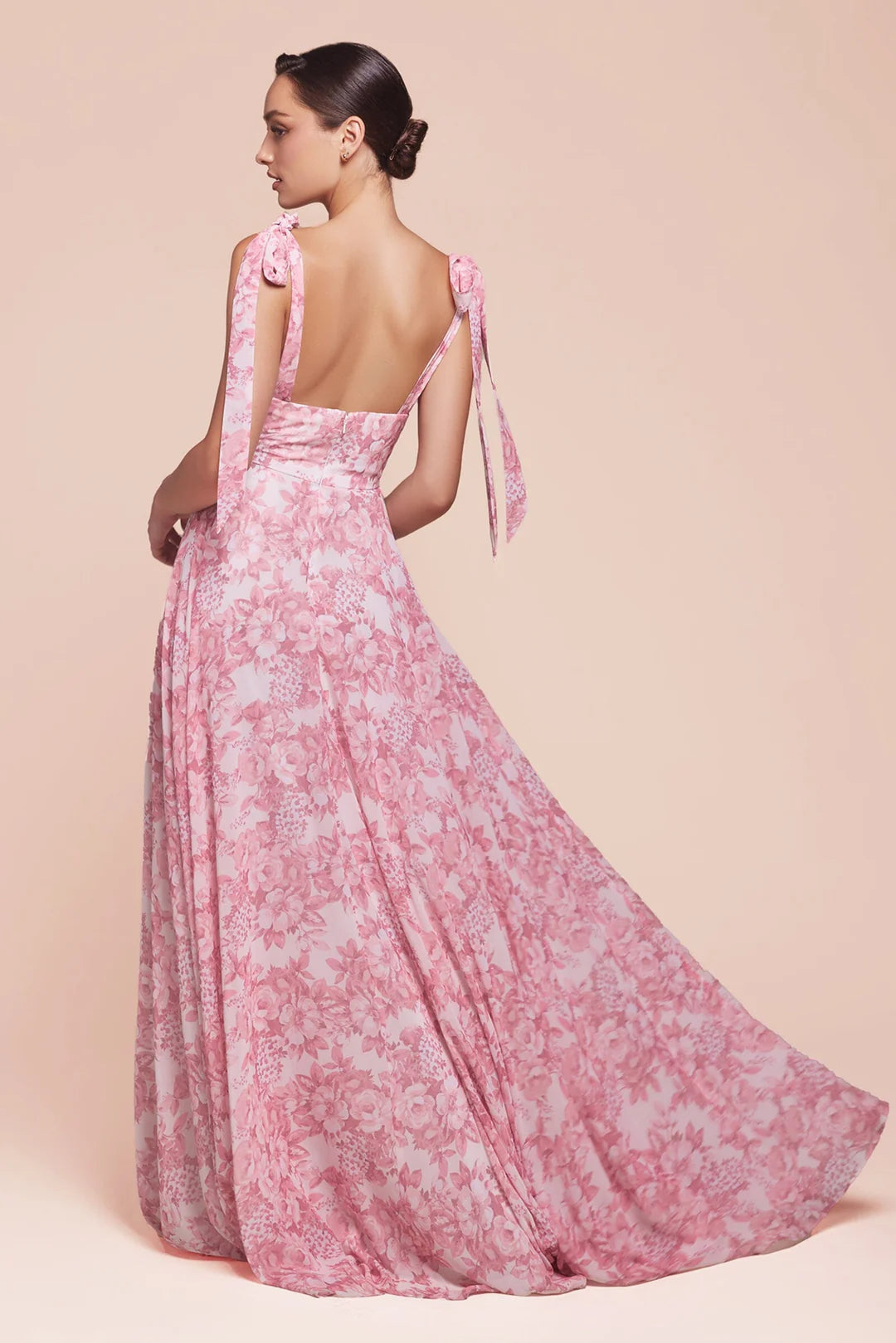 Stunning printed sleeveless A-line dress with side slit