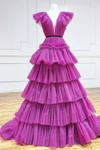 Sleeveless A-line layered dress with ruffles