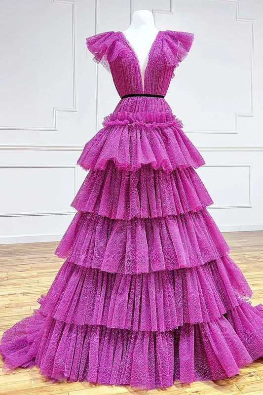 Sleeveless A-line layered dress with ruffles