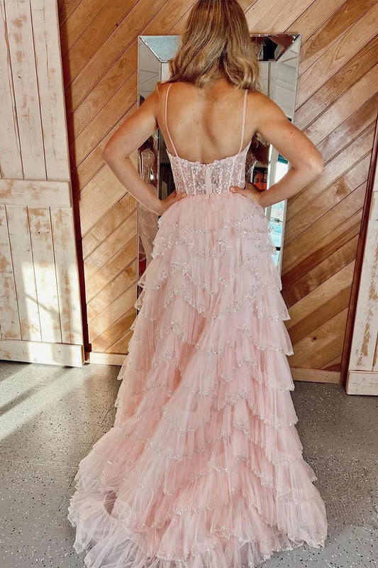 V-neck fishbone waist cinching cake skirt floor length