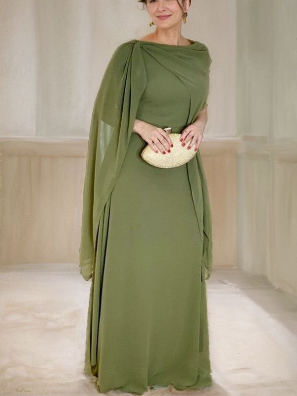 Sheath/Column Chiffon Ruched Scoop Sleeveless Floor-Length Mother of the Bride Dresses
