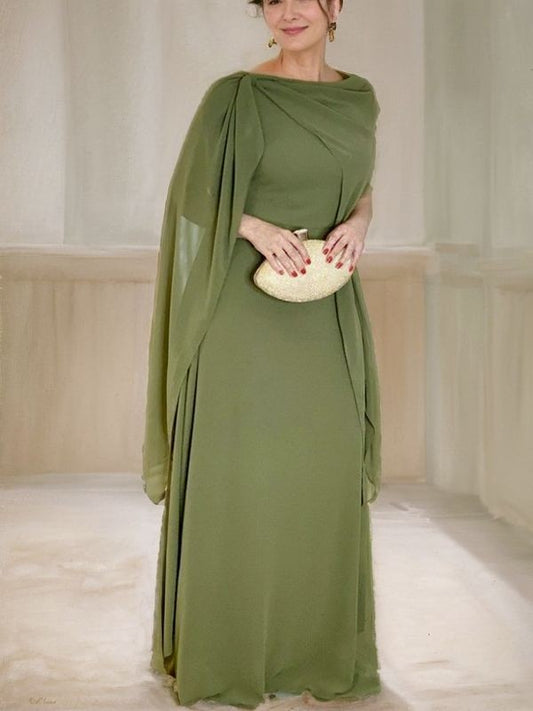 Sheath/Column Chiffon Ruched Scoop Sleeveless Floor-Length Mother of the Bride Dresses