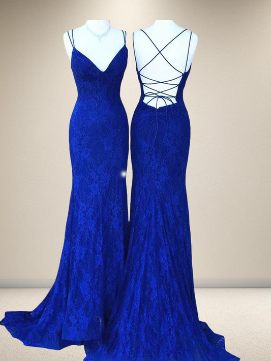 Sheath/Column Lace V-neck Sleeveless Sweep/Brush Train Dresses