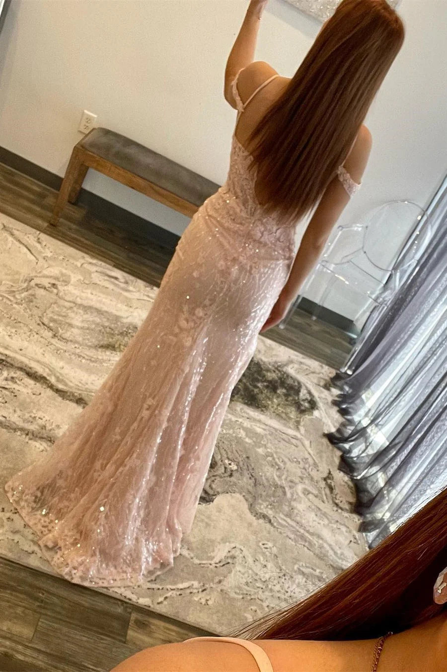 Flower lace cold shoulder mermaid long ball dress with slit