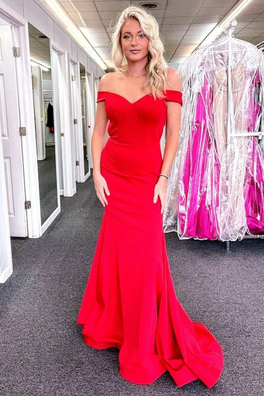 Elegant off shoulder long ball gown with exposed waist