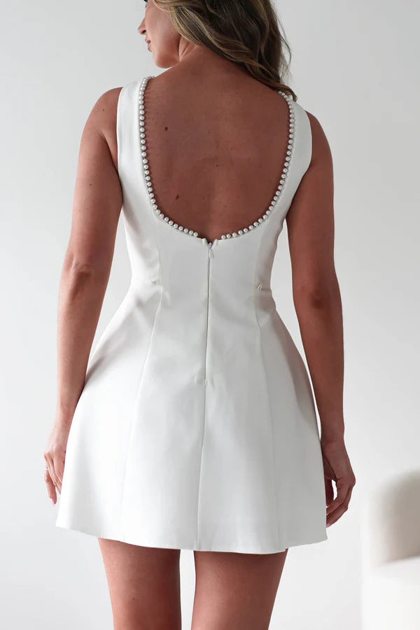 Sleeveless backless short skirt bow detachable dress
