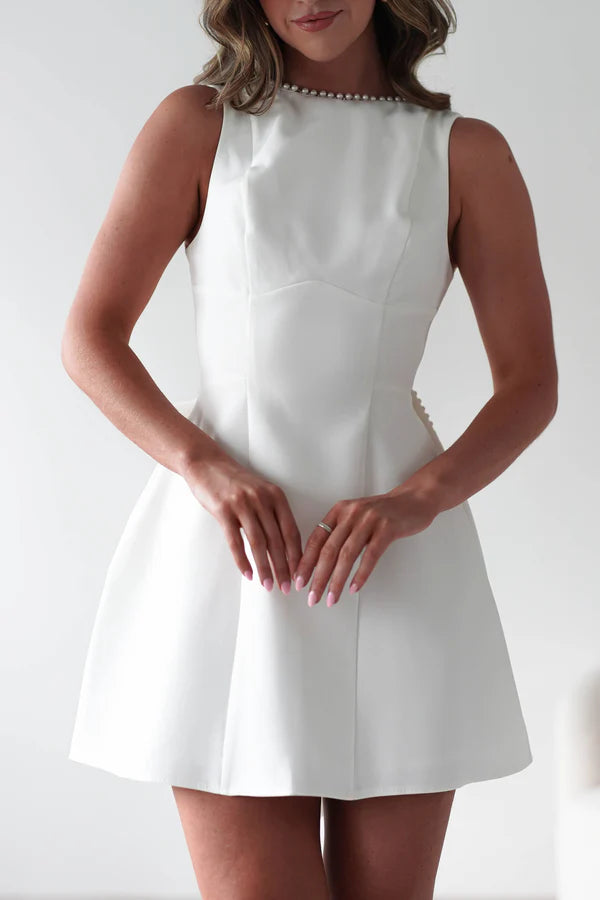 Sleeveless backless short skirt bow detachable dress