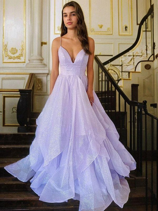 A-line princess pleated V-neck sleeveless dress
